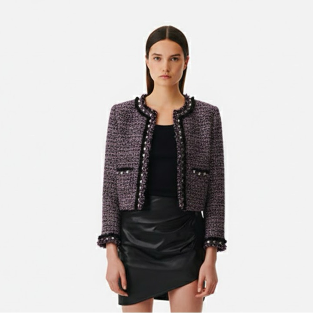 Blazer Cropped Multicolored Tweed Sz XL